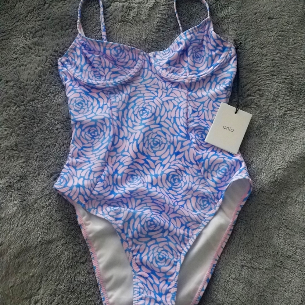 NEW Onia One Piece Isabella Pink & Blue Floral Sm